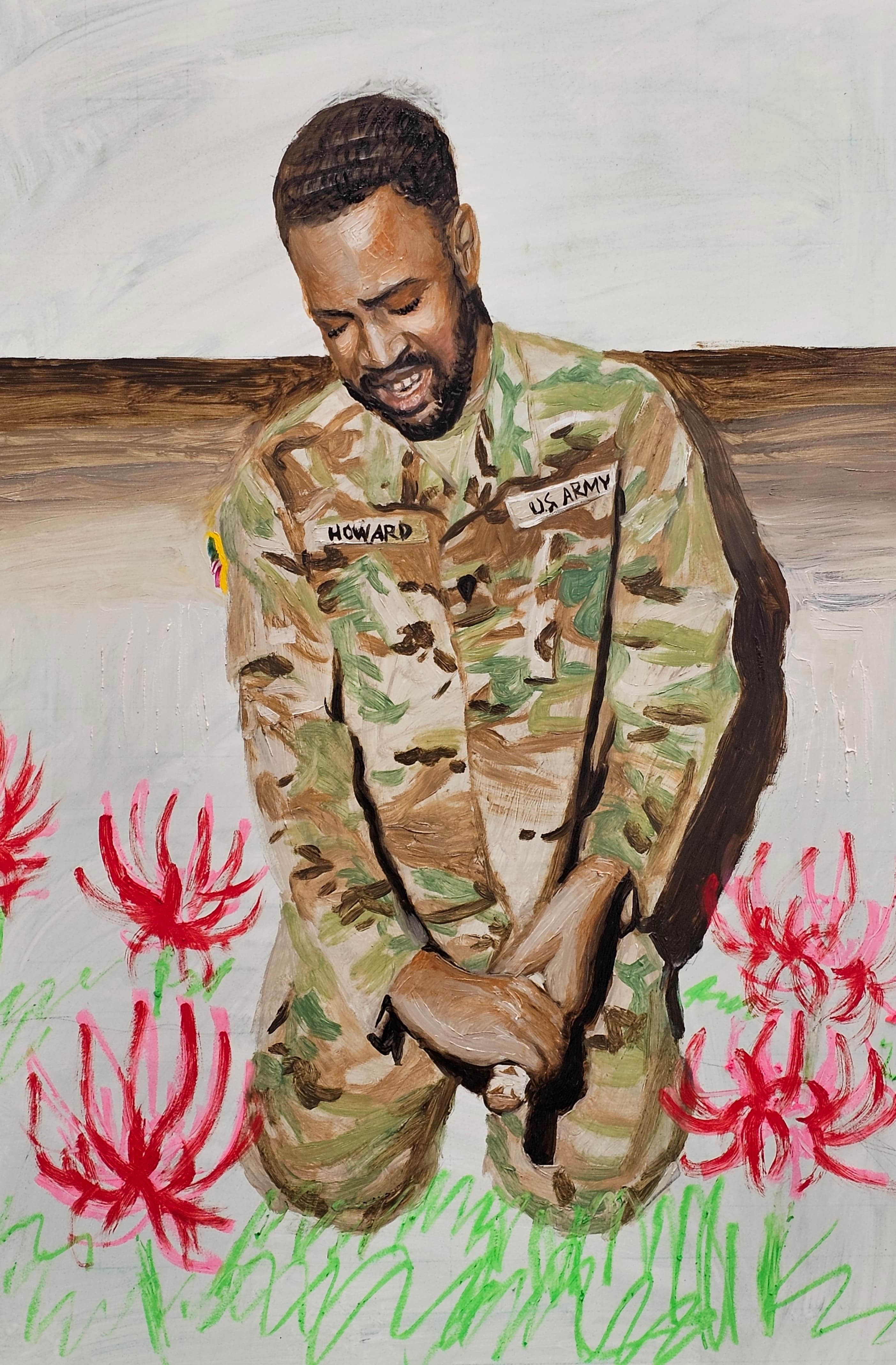 Kneeling Among Flowers of Carnage